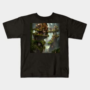 Awesome city on the rock with fairys Kids T-Shirt